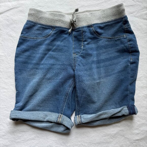 SO Girls Denim Jogger Shorts With Drawstring Waist & Cuffed Hem Size 12 Blue Cot - Picture 3 of 8
